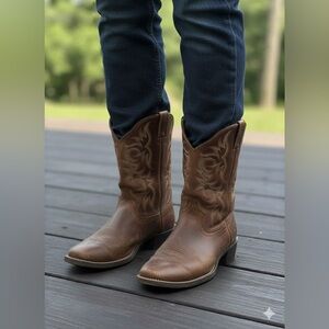 Justin Men’s Size 10 Brown Western Cowboy Stitch Leather Cowboy Boots